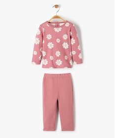 GEMO Pyjama bébé en jersey à motif fleuri effet mix&match Rose