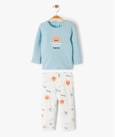 GEMO Pyjama bébé en jersey de coton à motifs fantaisie Bleu