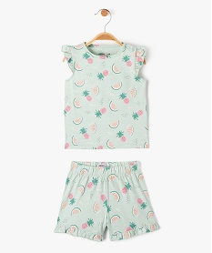 GEMO Pyjashort bébé fille 2 pièces à motif fruits Vert