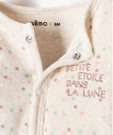 pyjama bebe en velours ouvert devant avec motifs etoiles beige pyjamas veloursD443201_3