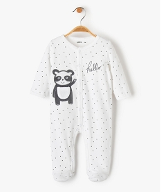 GEMO Pyjama bébé en velours étoilé à ouverture ventrale Blanc