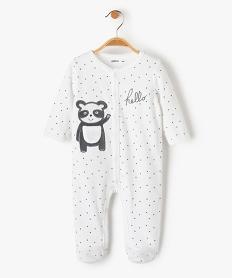 GEMO Pyjama bébé en velours étoilé à ouverture ventrale blanc vif