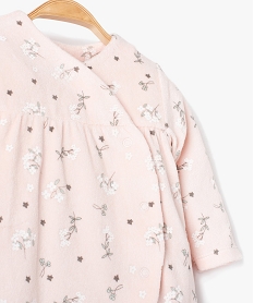 pyjama dors-bien bebe en velours fleuri ouverture devant rose pyjamas veloursD443701_2