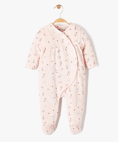 pyjama dors-bien bebe en velours fleuri ouverture devant roseD443701_4