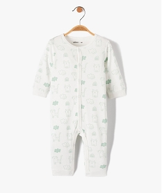 pyjama bebe en jersey imprime chat a ouverture ventrale blanc pyjamas ouverture devantD444301_1