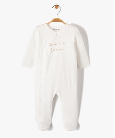 GEMO Pyjama bébé ouverture devant avec message brodé Beige