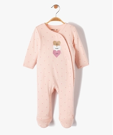 pyjama bebe dors-bien a ouverture croise et imprime cœurs rose pyjamas ouverture devantD444901_1