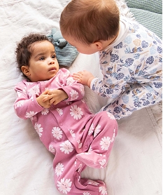 pyjama bebe dors-bien a ouverture ventrale et imprime fleuri rose pyjamas ouverture devantD445001_4