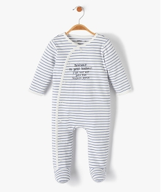 GEMO Pyjama bébé en jersey rayé avec message Beige