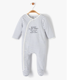 pyjama bebe en jersey raye avec message beige pyjamas ouverture devantD445301_1