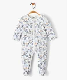 pyjama bebe en jersey a fermeture ventrale pressionnee et motifs singes beige pyjamas ouverture devantD445401_1