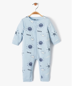 pyjama bebe dors-bien a ouverture ventrale et motif soleils bleu pyjamas ouverture devantD445601_1