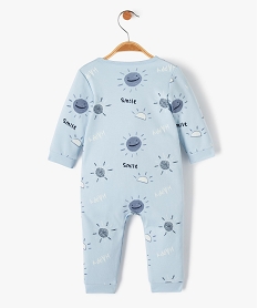 pyjama bebe dors-bien a ouverture ventrale et motif soleils bleu pyjamas ouverture devantD445601_3