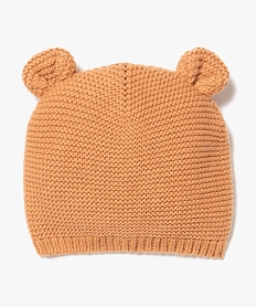 bonnet bebe de naissance en tricot avec oreilles en relief brun accessoiresD446401_1