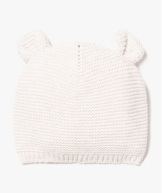GEMO Bonnet bébé de naissance en tricot avec oreilles en relief Beige