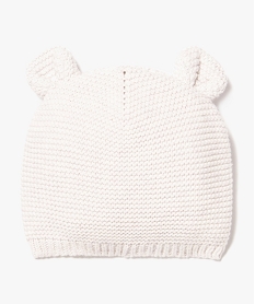 bonnet bebe de naissance en tricot avec oreilles en relief beigeD446501_1