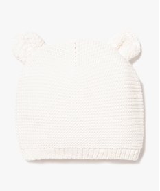 GEMO Bonnet bébé de naissance en tricot avec oreilles en relief Beige