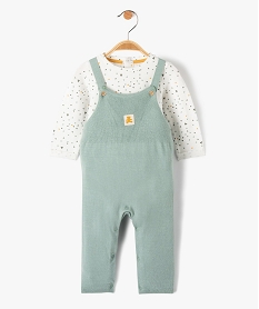 ensemble bebe 2 pieces   salopette en maille body a manches longues - lulucastagnette bleu pantalons et jeansD447301_1