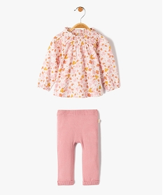 ensemble bebe 2 pieces   tunique pantalon en tricot - lulucastagnette rose ensemblesD447401_1