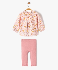 ensemble bebe 2 pieces   tunique pantalon en tricot - lulucastagnette rose ensemblesD447401_4