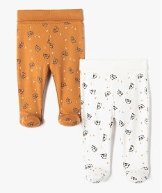 pantalon bebe en maille souple imprimee pandas avec pieds (lot de 2) beige pantalons et jeansD448301_1