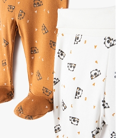 pantalon bebe en maille souple imprimee pandas avec pieds (lot de 2) beigeD448301_2