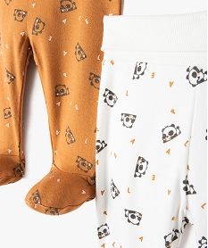 pantalon bebe en maille souple imprimee pandas avec pieds (lot de 2) beige pantalons et jeansD448301_2