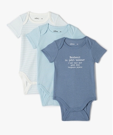 GEMO Body bébé manches courtes col américain (lot de 3) bleu standard
