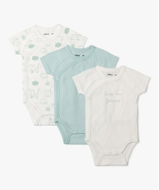 GEMO Body bébé manches courtes fermeture croisée (lot de 3) Vert