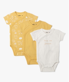 GEMO Body bébé manches courtes fermeture croisée (lot de 3) jaune standard