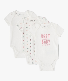 GEMO Body bébé à manches courtes et col US à motif (lot de 3) blanc standard