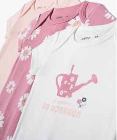 body bebe a manches courtes et col us a motif fleurs (lot de 3) rose body manches courtesD450201_2