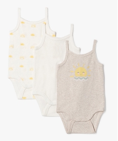 GEMO Body bébé à bretelles et motif (lot de 3) beige vif