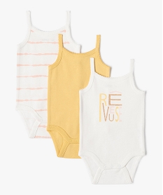 GEMO Body bébé à bretelles et motif (lot de 3) Beige