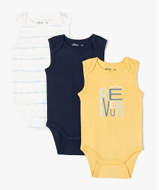 GEMO Body bébé garçon sans manches (lot de 3) Jaune