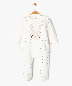 GEMO Pyjama bébé à pont-dos en velours à pois Beige