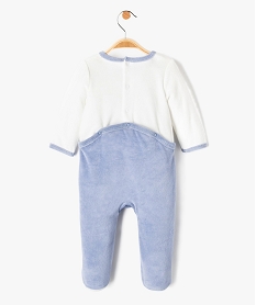 pyjama bebe en velours motif paresseux a pont-dos bleuD451201_4