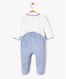 pyjama bebe en velours motif paresseux a pont-dos bleuD451201_4