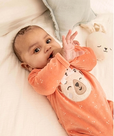 GEMO Pyjama bébé à pont-dos en velours à motifs ours Orange