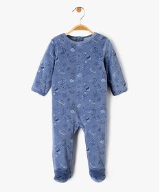 pyjama bebe a pont-dos en velours a motifs espace bleuD451401_2