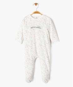 pyjama bebe en velours imprime avec ouverture pont-dos beige pyjamas veloursD451601_1