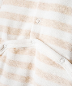 pyjama bebe en velours raye avec ouverture pont-dos beigeD451801_3