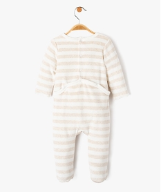 pyjama bebe en velours raye avec ouverture pont-dos beigeD451801_4
