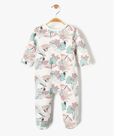 pyjama bebe a pont-dos en jersey molletonne motif tropical beigeD451901_1