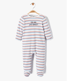 GEMO Pyjama bébé dors bien en jersey rayé à pont-dos pressionné Beige