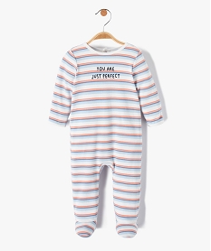 pyjama bebe dors bien en jersey raye a pont-dos pressionne beige pyjamas et dors bienD453601_1