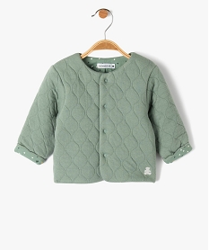 gilet bebe en sweat matelasse et doublure imprimee vert giletsD453901_1