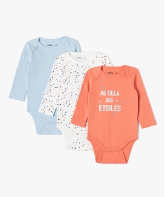 GEMO Bodies bébé à manches longues motifs variés (lot de 3) Orange