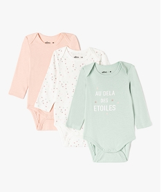 GEMO Bodies bébé à manches longues et col américain thème étoiles (lot de 3) Vert