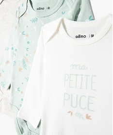 bodies bebe a manches longues et col americain theme fleurs (lot de 3) multicoloreD455101_2